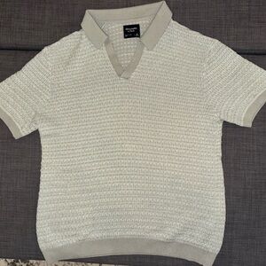 Abercrombie & Fitch Light Green Textured Polo